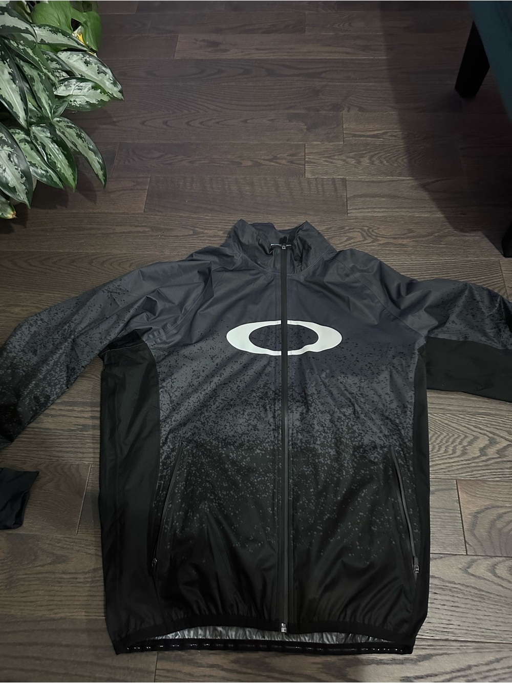 Oakley Black Reflective-Logo Windbreaker Jacket